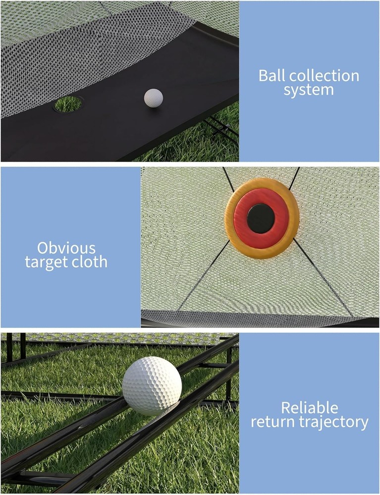 10x8Ft Golf Hitting Net,11 ft Track Return System,Heavy Duty Practice Net