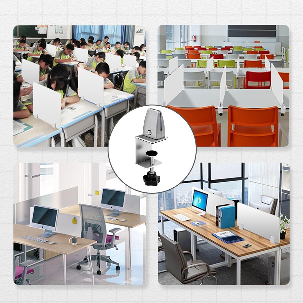 6 PCS Desk Shield Clamp For 2 To 20mm Thick Panel Adjustable Divider Clip