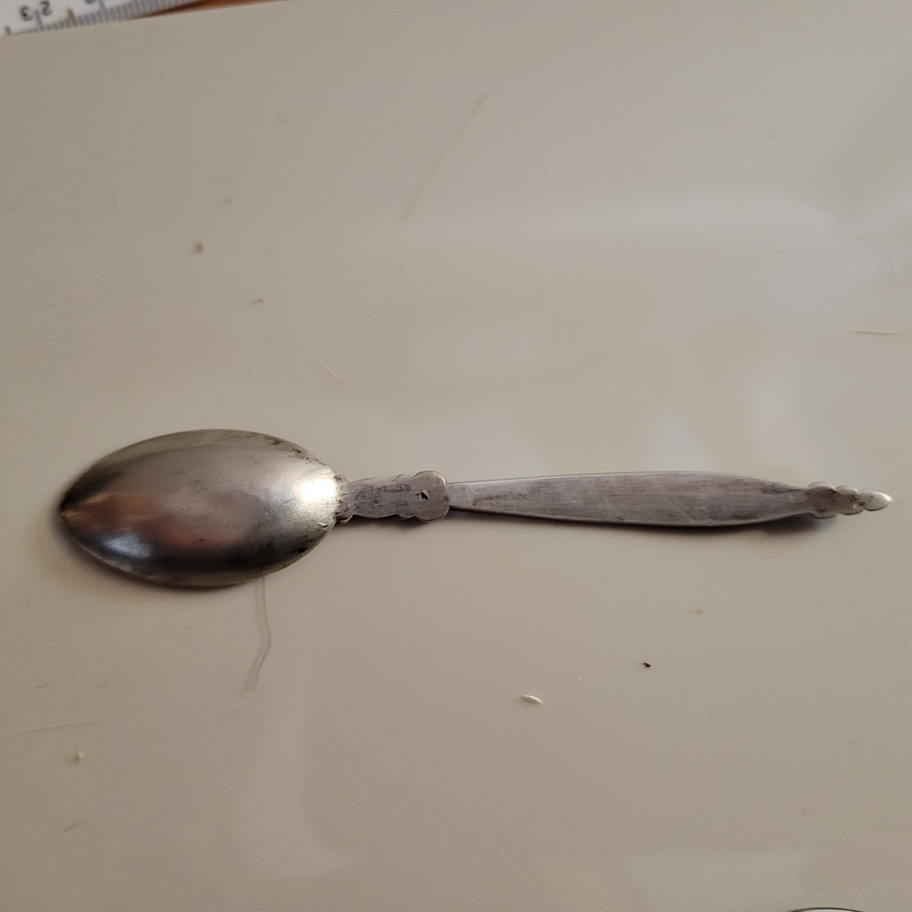 4" Silver Salt Spoon Gorgeous hammered pattern on handle