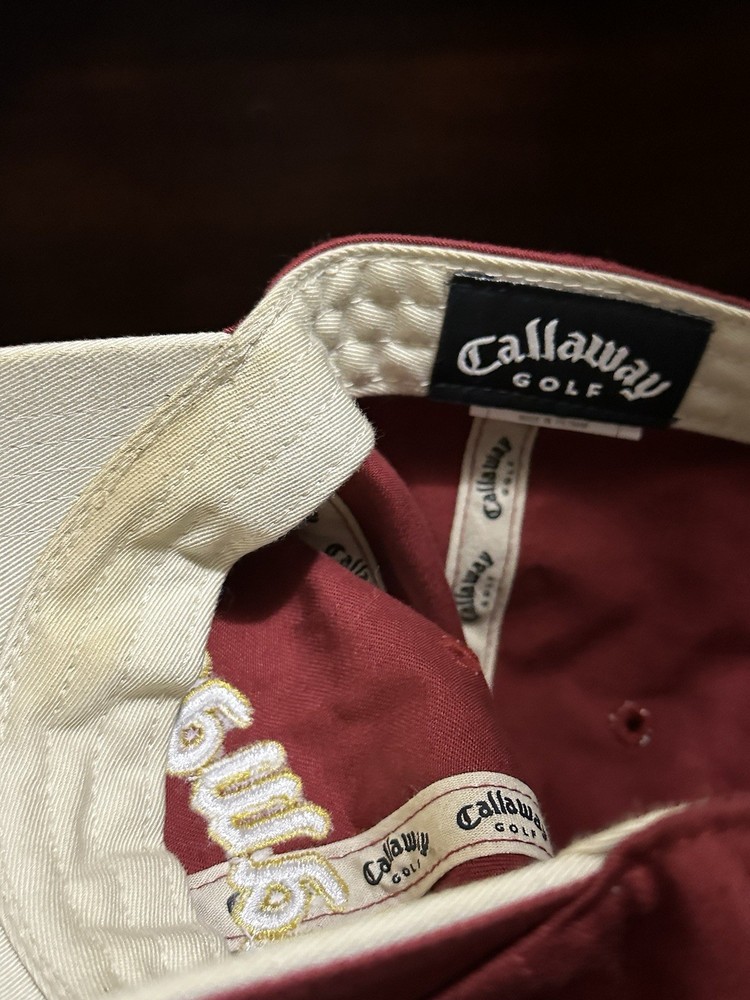 Callaway Golf Hat Unstructured Baseball Style Strapback Dark Red Embroidered Cap