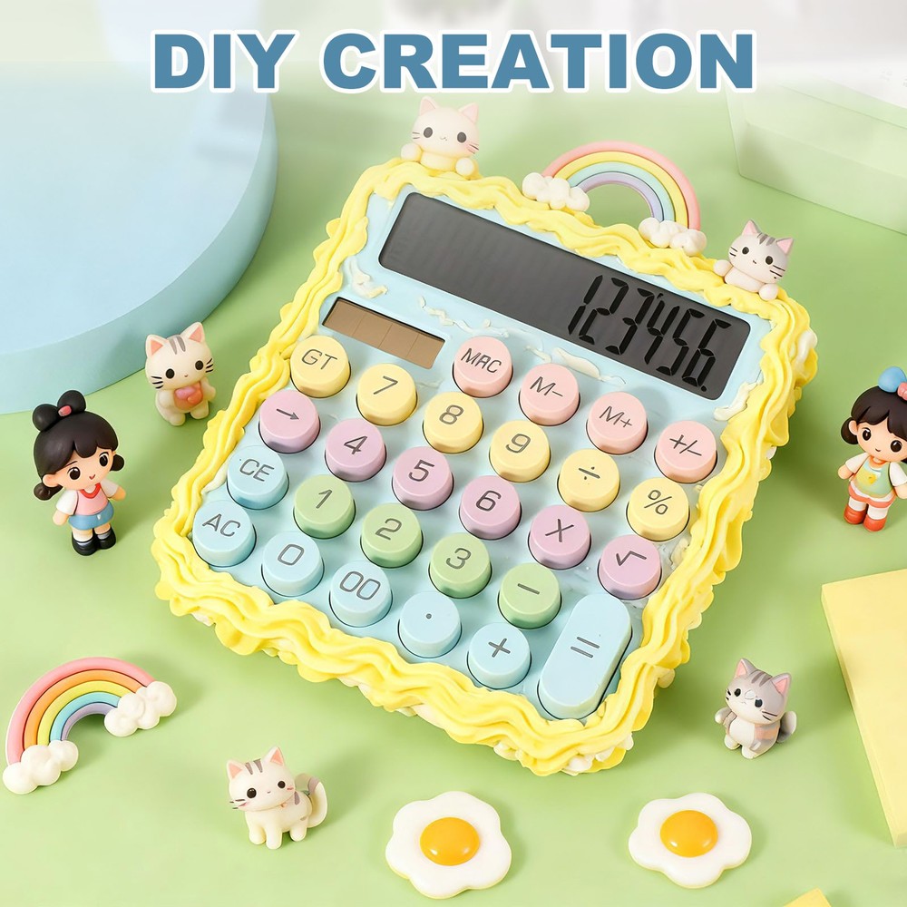 Cute Calculator Desk Calculator Basic Big Button, Yellow