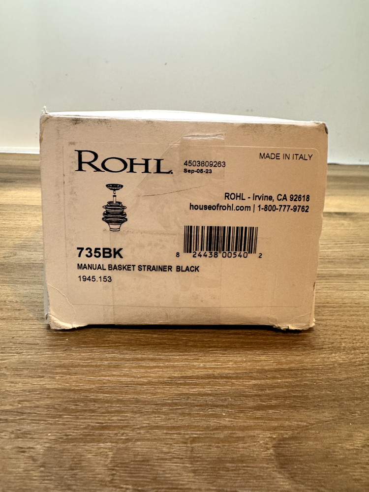 Rohl 735BK 3 1/2" Basket Strainer, Black *READ*