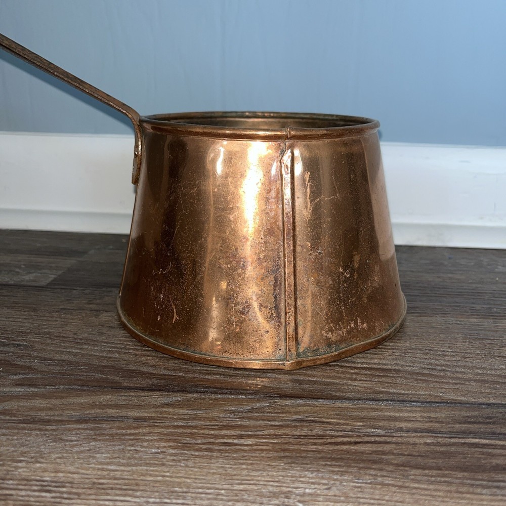 Copper w/Tin Lining Pot With Handle. 6” At Base.