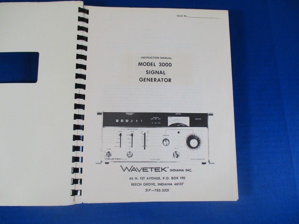 Wavetek Signal Generator Model 3000 Instruction Manual Original