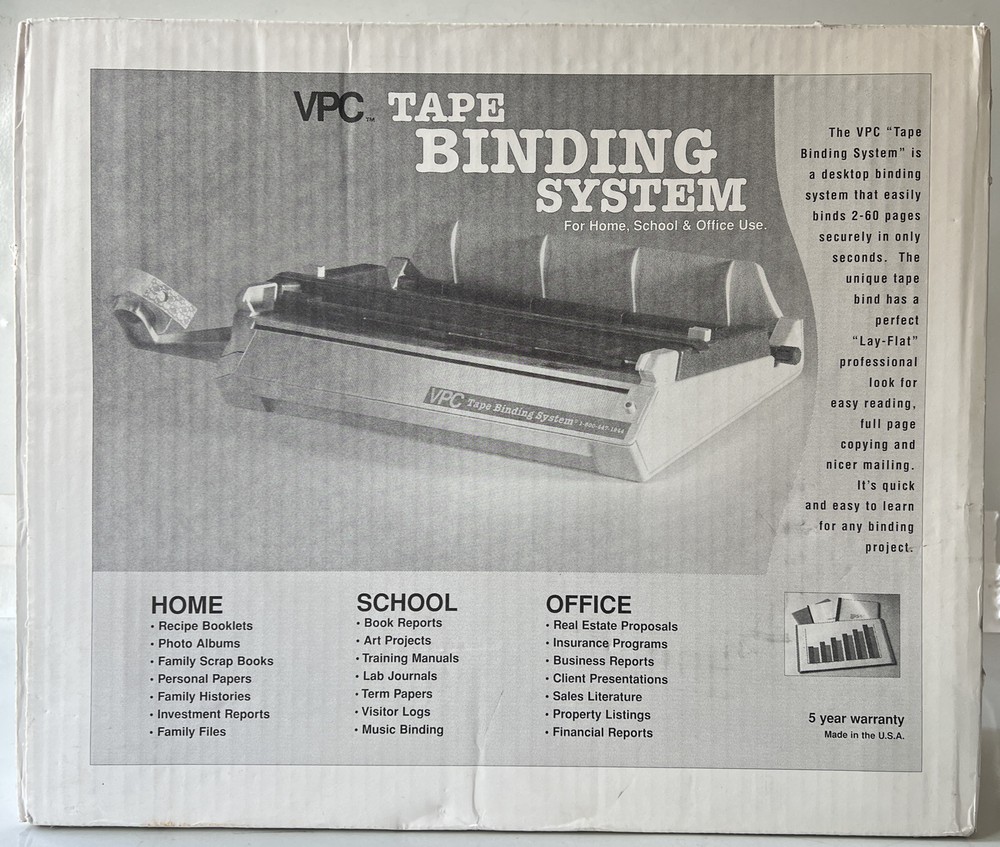 VPC Tape Binding System For Home, School, & Office Use Model 7890