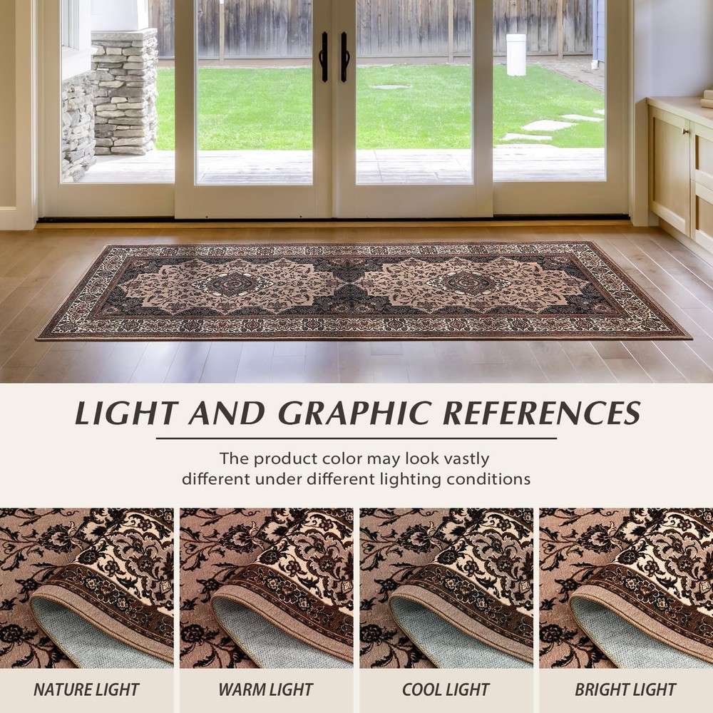 Rtizon Runner Rug for Bedroom, 2x6Ft Machine 2' x 6' (Rectangular), Brown