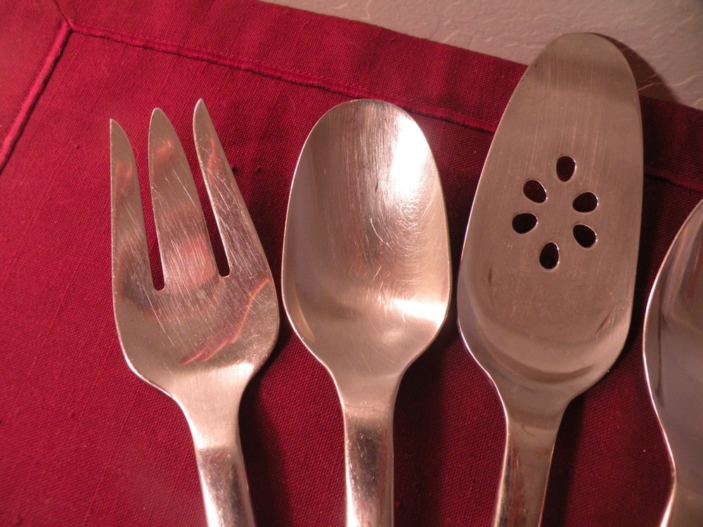 6 Piece Serving Hostess Set Oneida Vectra Solid Slotted Spoon Fork Casserole +