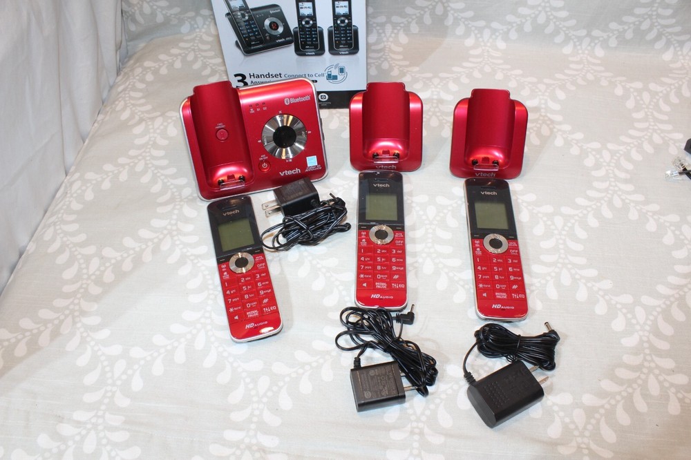 VTech DS6421-3 DECT 6.0 Cordless Digital Answering Machine Bluetooth RED A+++