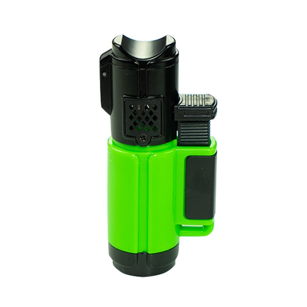 4 PACK Triple Jet Torch Lighter Adjustable Flame W/ Cigar Puncher Cap Hold Solid
