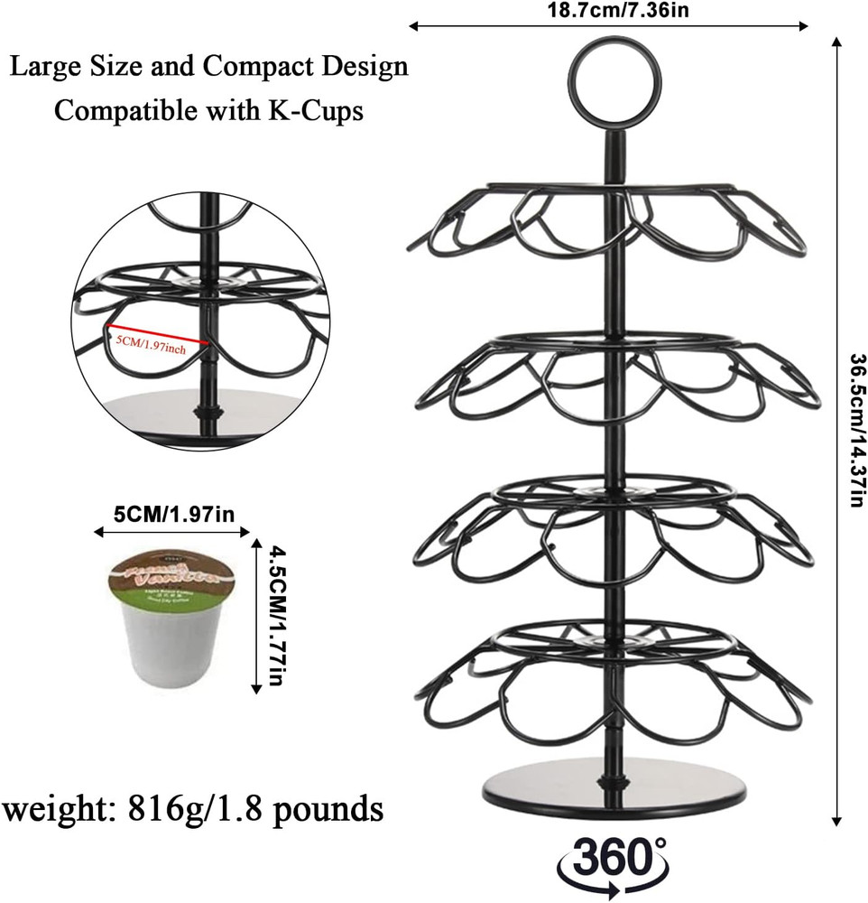Coffee Pod Carousel Holder Organizer Compatible with 36 Cup Pods
