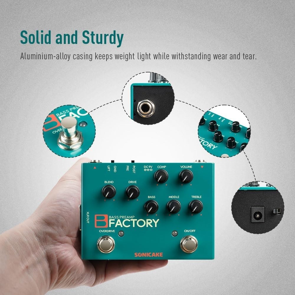 Analog Bass Pedal: Overdrive, Compression, EQ, Pristine Buffer Bypass