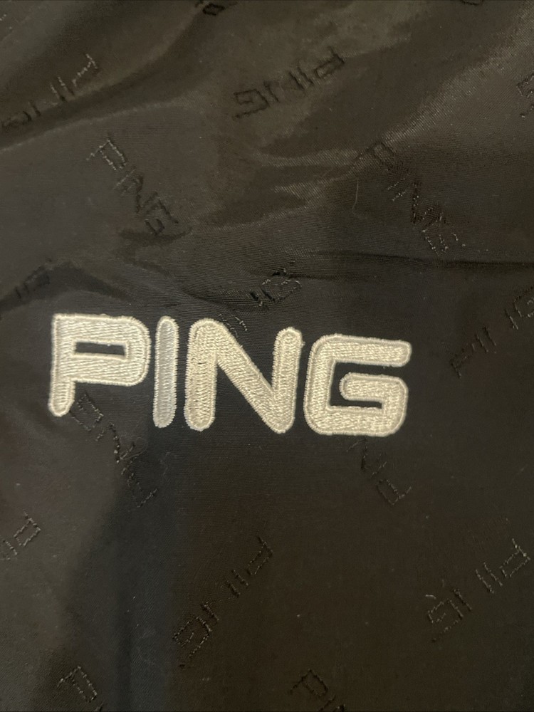 PING Karsten Short-Sleeve Windbreaker Pullover – Size S Black Logo Pattern