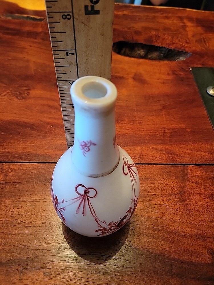 Antique White Hand Blown Bottle With Original Paint