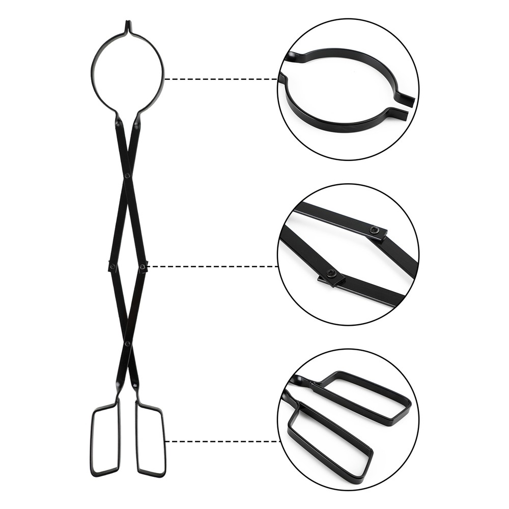 2PCS Hearth Tool Fireplace Set Fire Tools Set Campfire Tongs Fire hook Blk