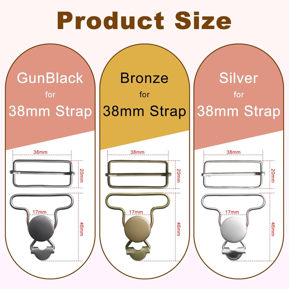 6 Sets Metal Overall Buckles Replacement Overall Clasp Replacement Suspender ...