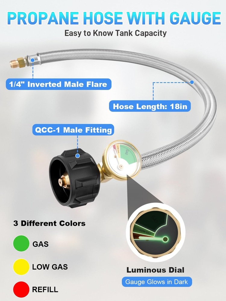 RV Propane Regulator 2 Tank Hoses 2-Stage Auto Changeover LP Propane Regulator