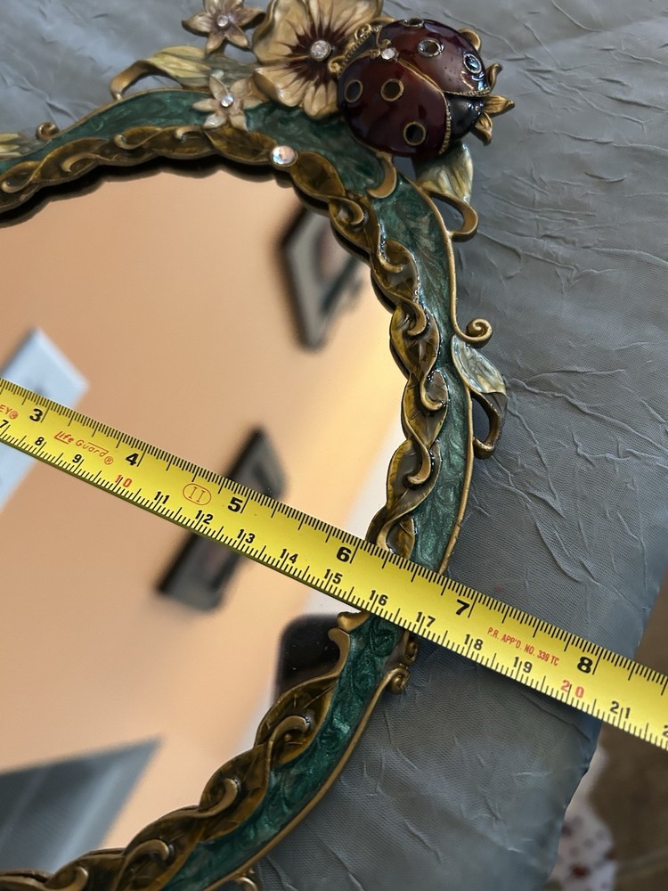Vintage Round Cosmetic Lady Bug Vanity Mirror.