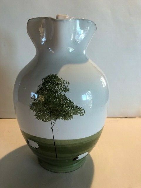 Trees and Sheep Red Pottery Pitcher