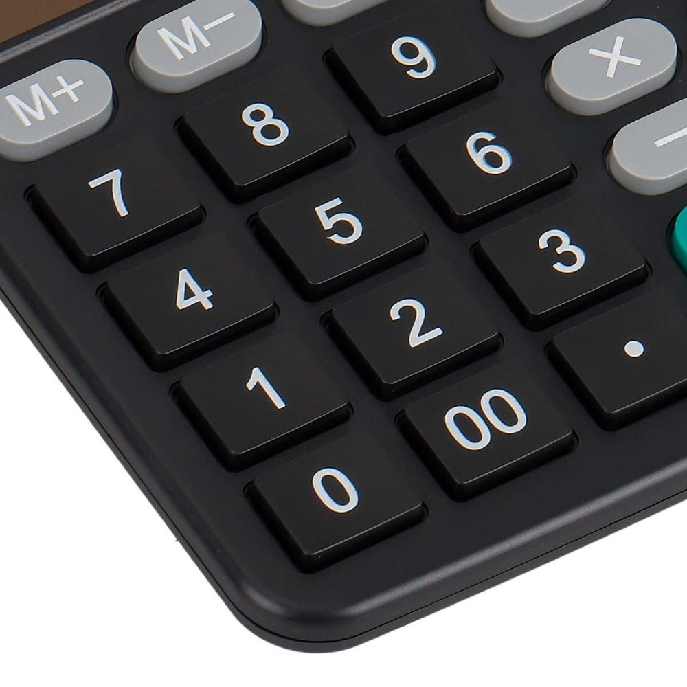 Large 12-Digit Calculator Big Button Desktop Math Display Solar Battery Powered