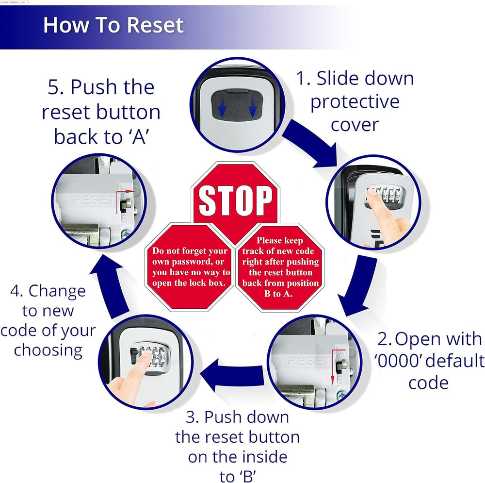 Lock Box for Keys with Code - Realtor Spare Key Lockbox Outdoor - Combination...