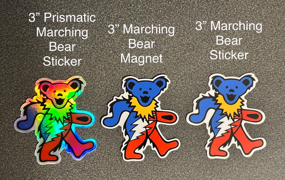 NEW! Grateful Dead - Three 3" Marching Bear Stickers & Magnet