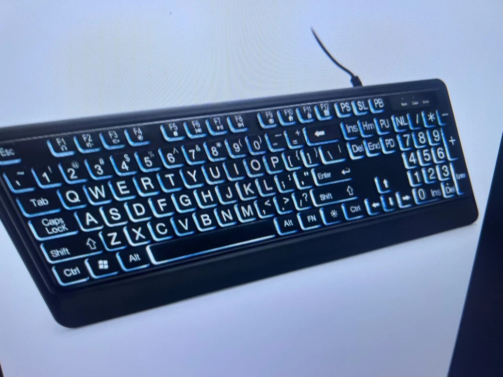 Large text keyboard LED backlight USB wired keyboard.