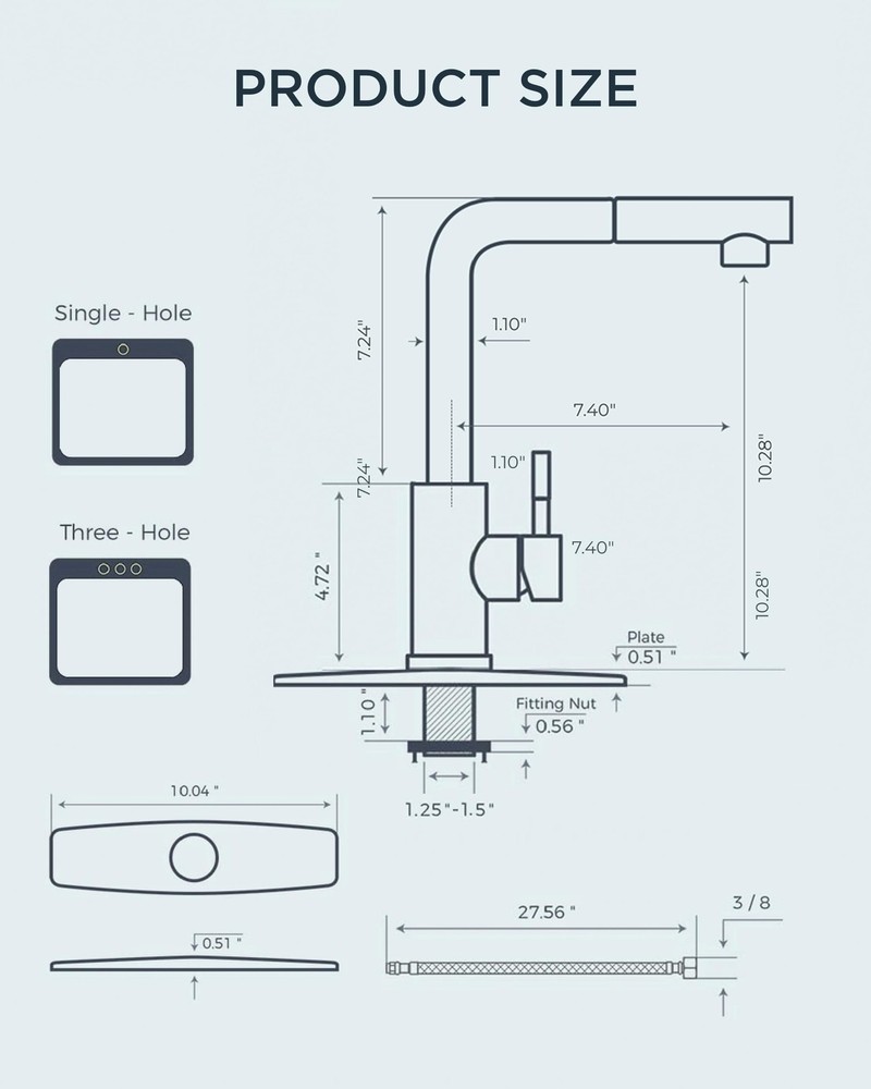 Black Kitchen Faucet with Pull Down Sprayer, Stainless Steel Single Handle Pu...