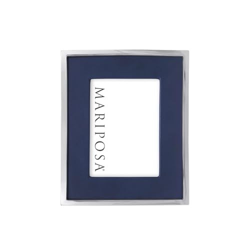 BLUE LEATHER WITH METAL BORDER 5X7 FRAME | BLUE | LEATHER | FRAMES |