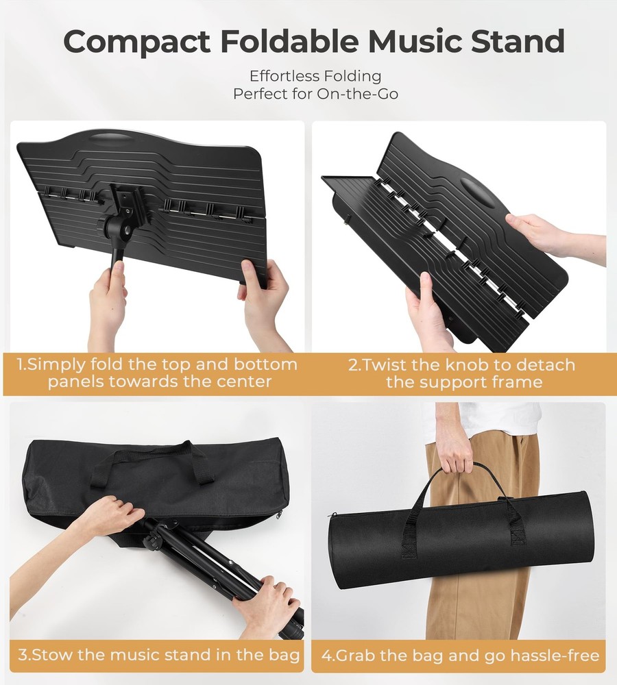 Music Stand, Vangoa Folding Sheet Stand + Microphone