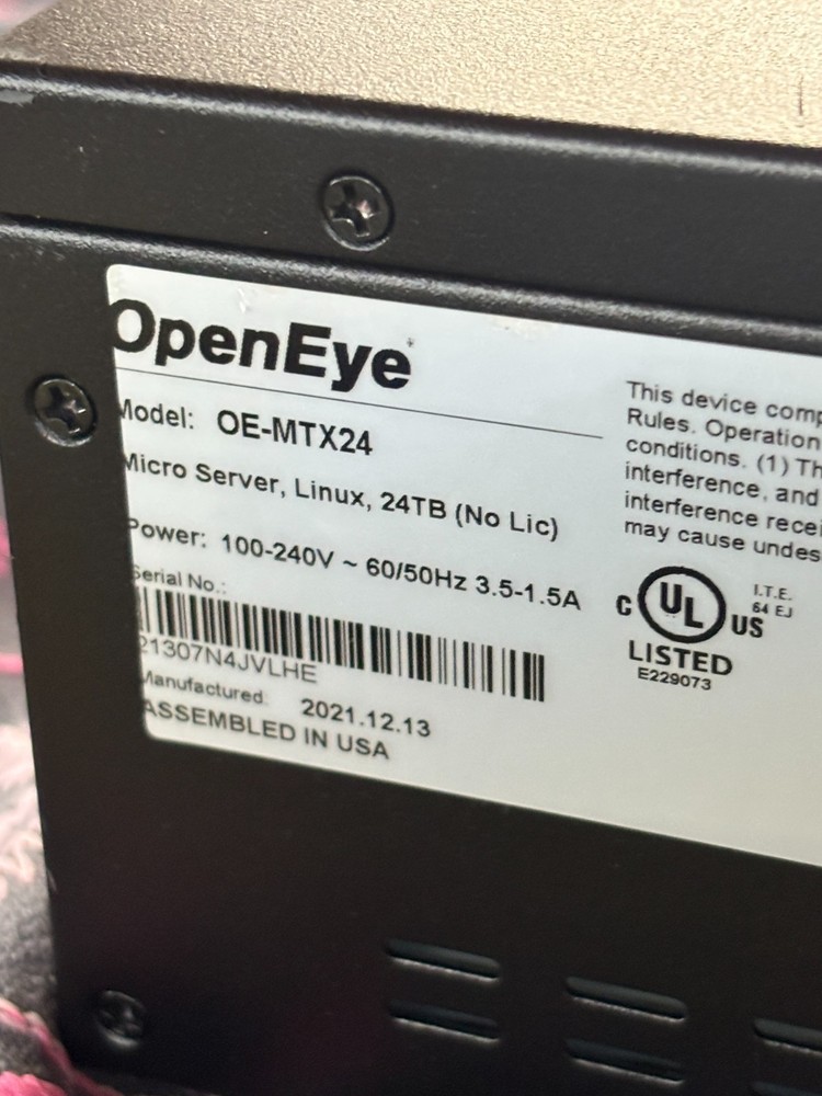 OpenEye OE-MTX24 MT-Series Cloud-Managed Linux OS Default, 24TB Used