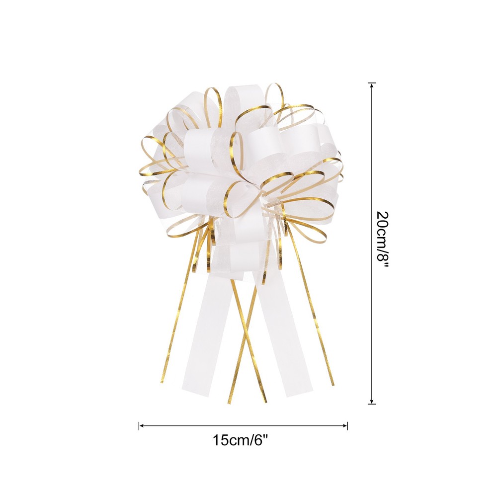 5pcs 6 Inch Large Big Pull Bow Car Gift Wrapping for Wedding Baskets, White