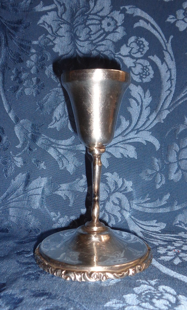 Pair Mexican Sterling Silver Chamberstick Candlestick Scroll Handle 398 Grams