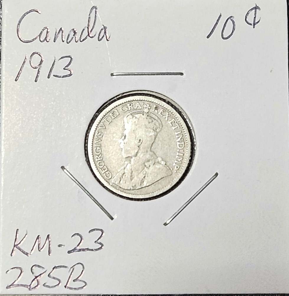 1913 Canada 10 Cent.  .925% Silver.      (CANF)