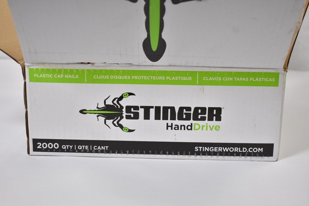 Stinger Hand Drive 1" Plastic Cap Nail Set 2000 Count Pack Green 0135053