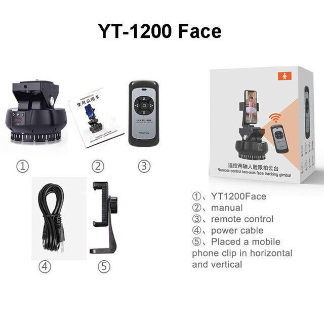 YT-1200 Pro Face AI Tracking Pan Tilt Auto Motorized Panoramic Camera Stabilizer