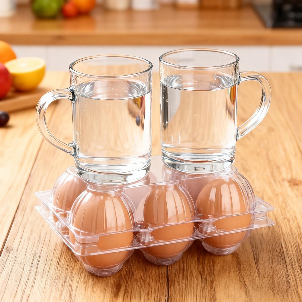 Plastic Clear Egg Carton for 6 Eggs,12Pack Holds 6 eggs-12Pack,