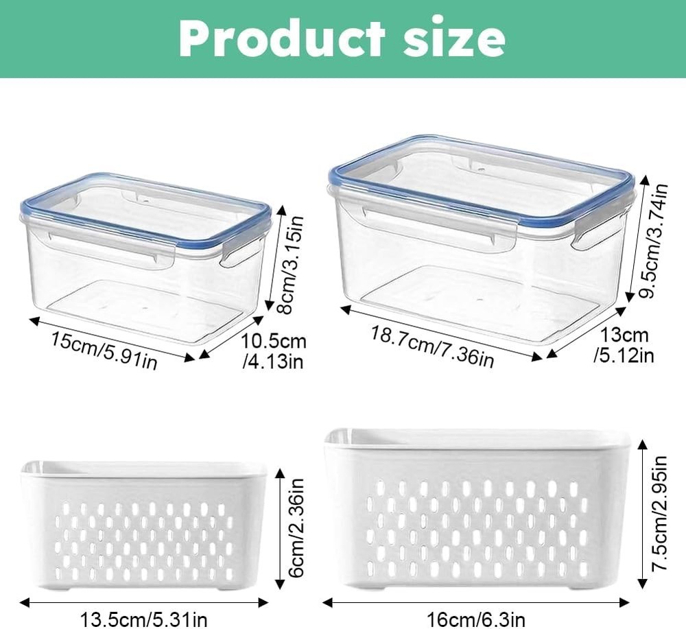 2 Pack Fruit Storage Containers Fridge Stackable Food Storage Containers W/