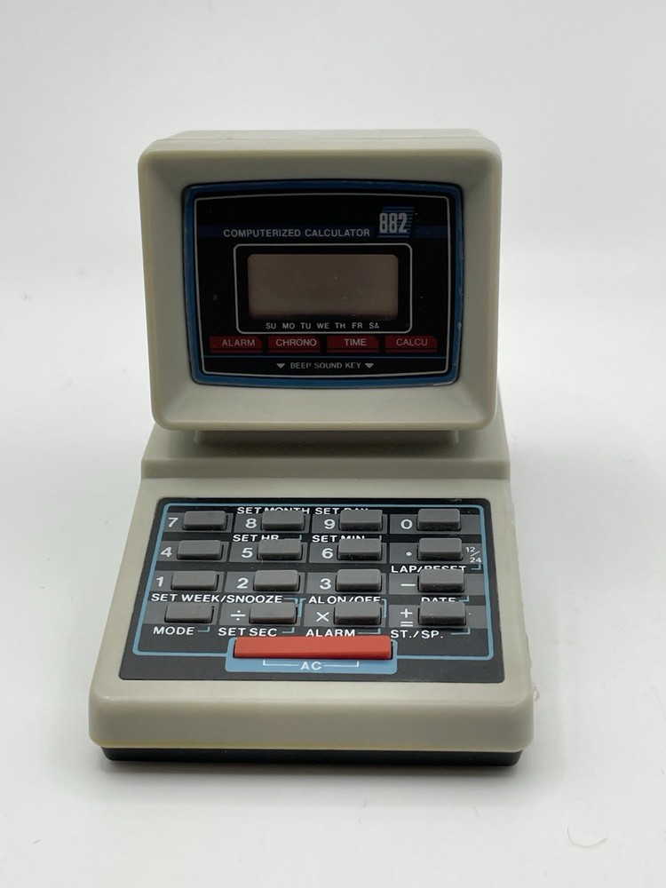 Computerized calculator 8821 alarm clock sharpener nerd vintage geek Untested