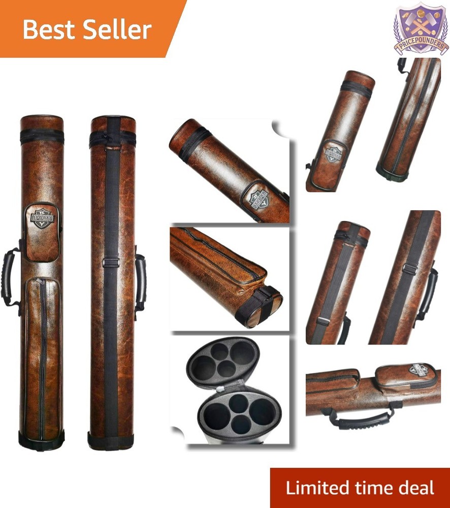 Pool Cue Case Hard Synthetic Leather 2 Cue Capacity Waterproof Billiard
