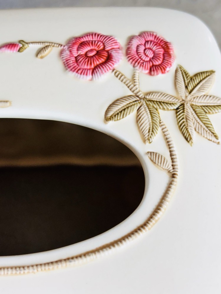 Croscill Rose Garden Ceramic Tissue Box Cover