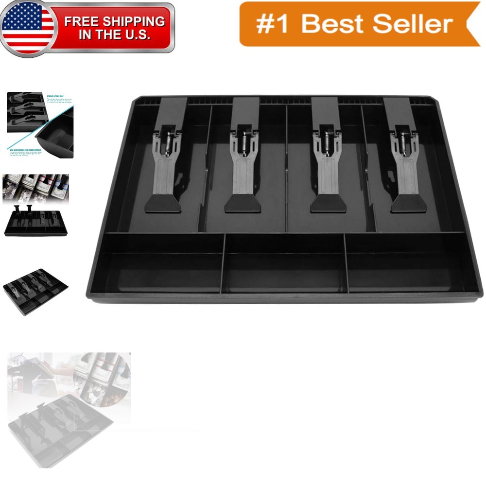 Compact Cash Register Drawer Insert Tray with 4 Bill/3 Coin Compartments
