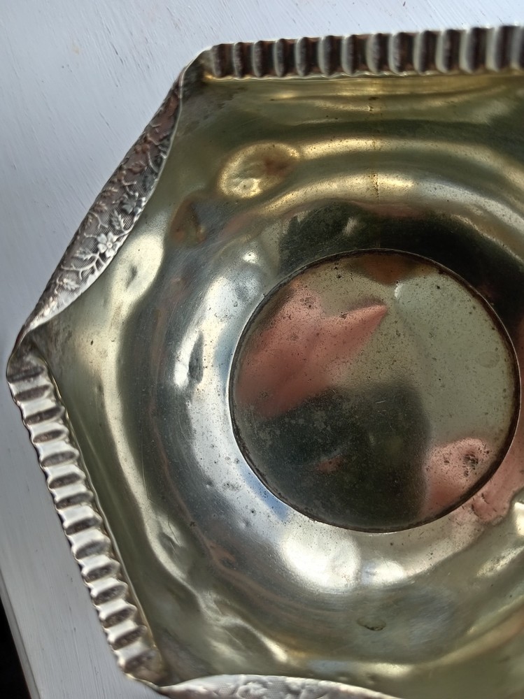 Silver plated very ornate rose bowl.
