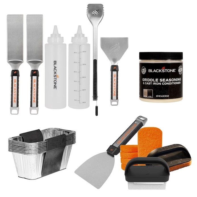 Blackstone 27-Piece Griddle Essentials Accessory Bundle, Stainless Steel Tools,