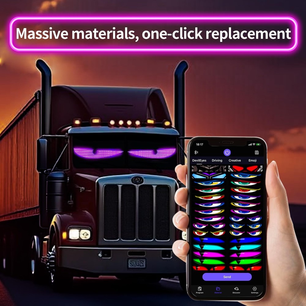 2Pcs LED Eyes for Truck Windshield | Programmable Devil Eyes Light for Cars |...