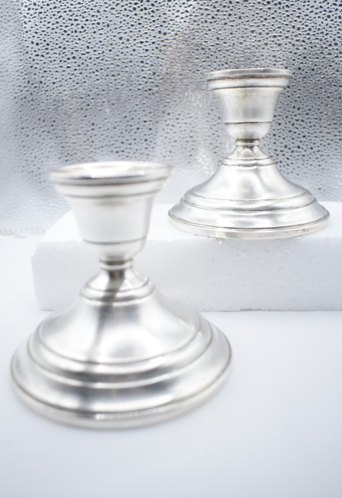 Vintage Sterling Silver Weighted Candlesticks Pair