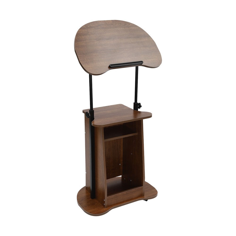Height Adjustable Mobile Presentation Stand with Storage and Wheels