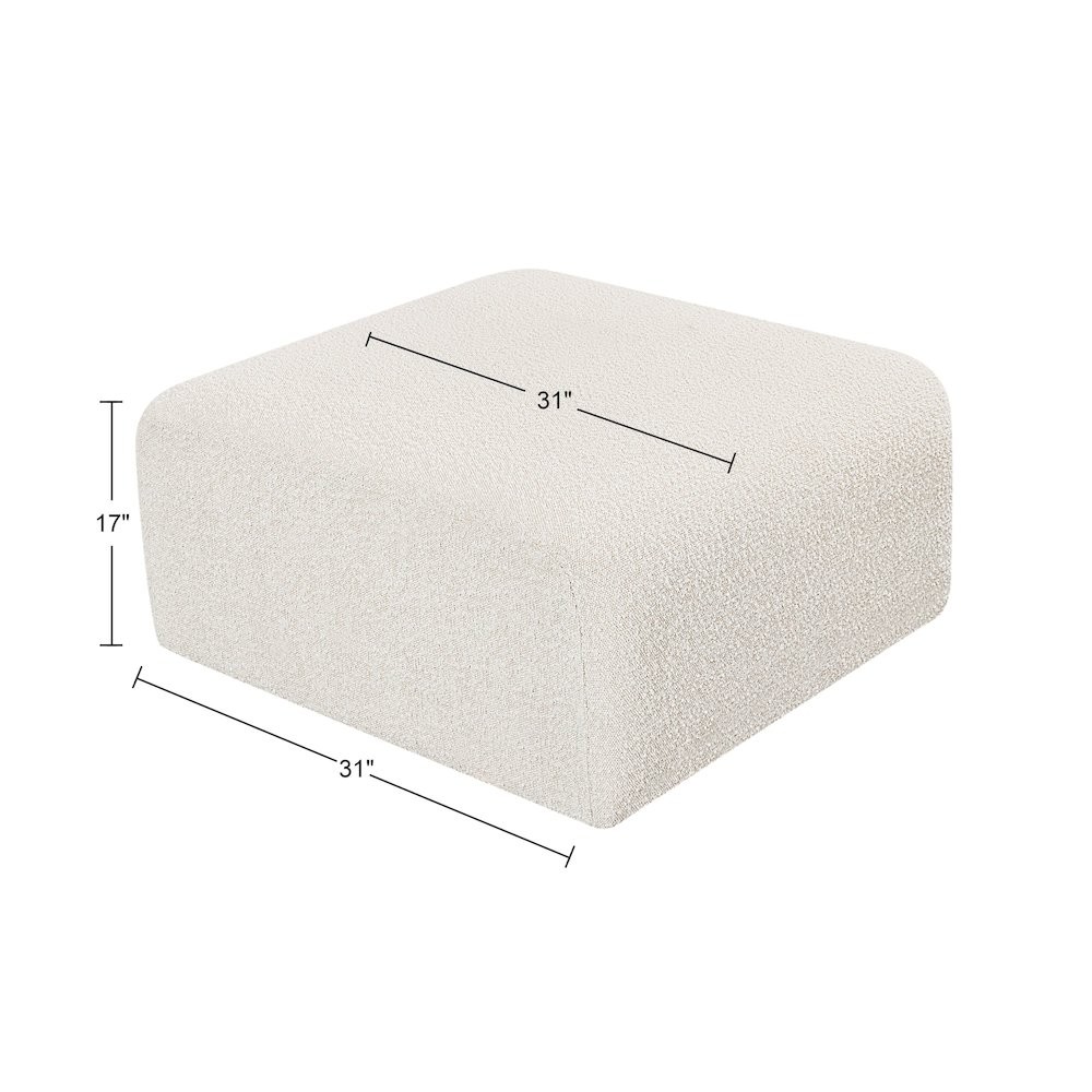 Arc Cream Boucle Fabric Ottoman