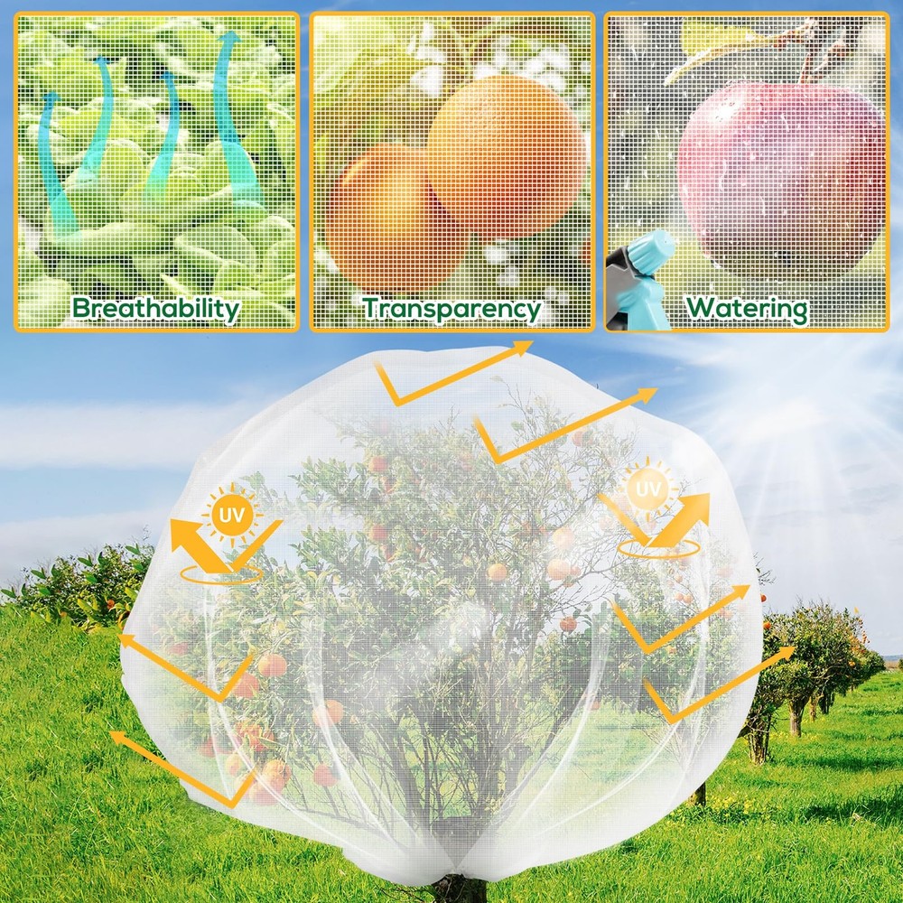 Fruit Tree Netting with Drawstring, 6.9x8.5ft 6.9 x 8.5FT/1Pack, White