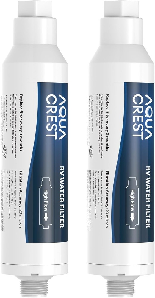 AQUA CREST RV Water Filter, RV Inline Water Filter with NSF Certified (2 Pack)