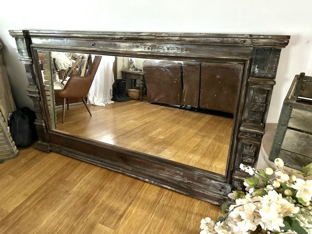 Vintage Antique Rustic Style Over Mantel Mirror